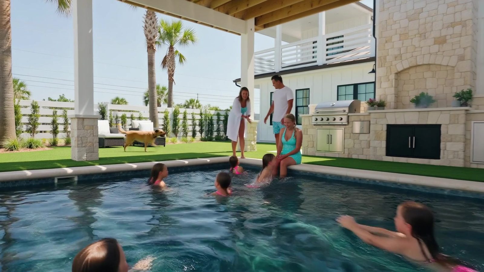Dog Days of Summer Port Aransas — pool and rooftop cinematic still