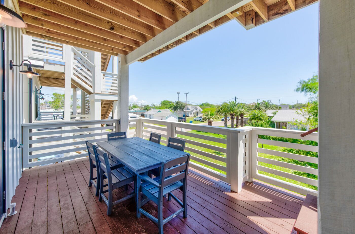 Covered deck with table