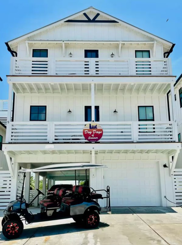Dog Days of Summer front exterior with golf cart