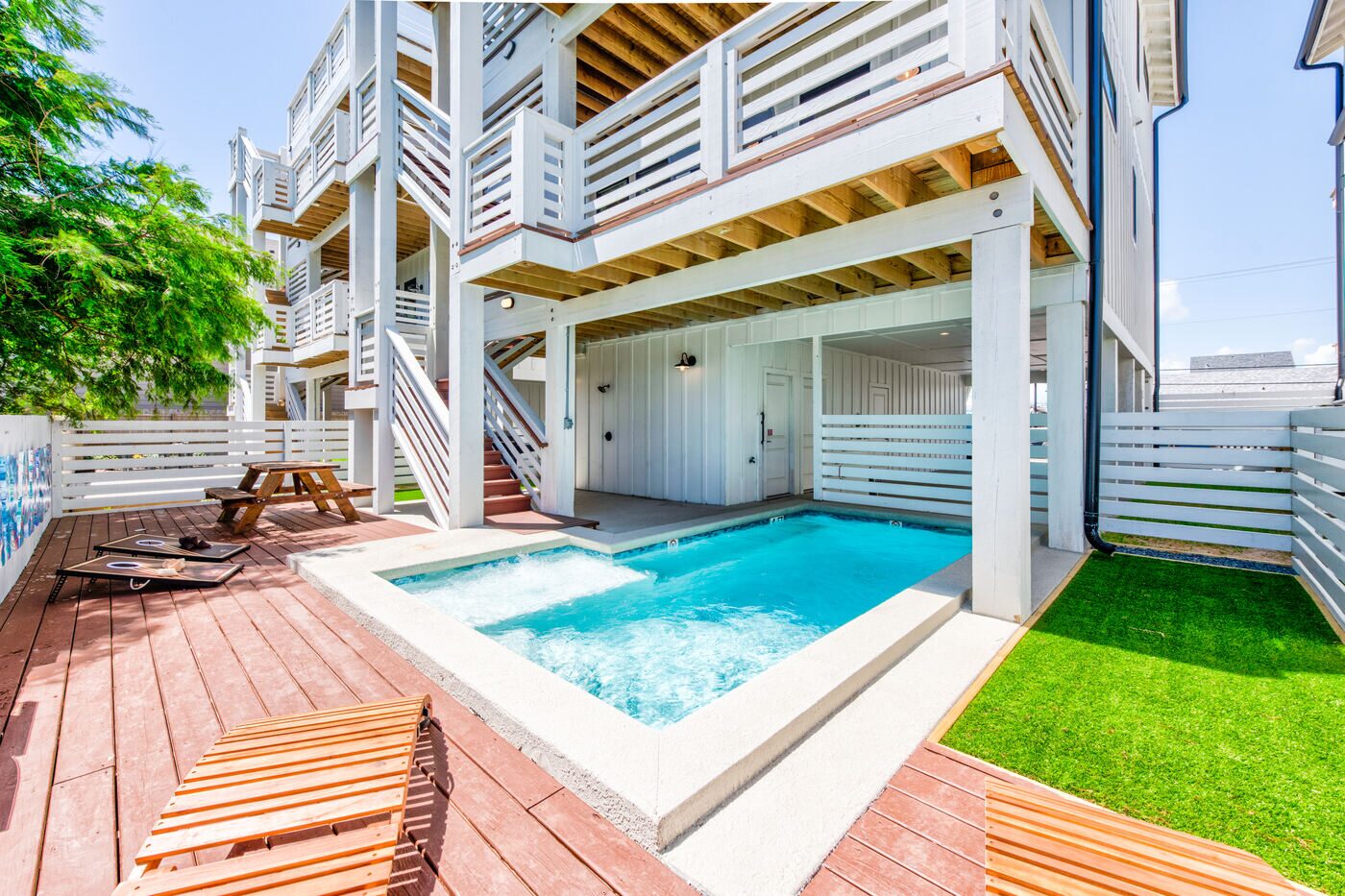 Pool deck and lounge area