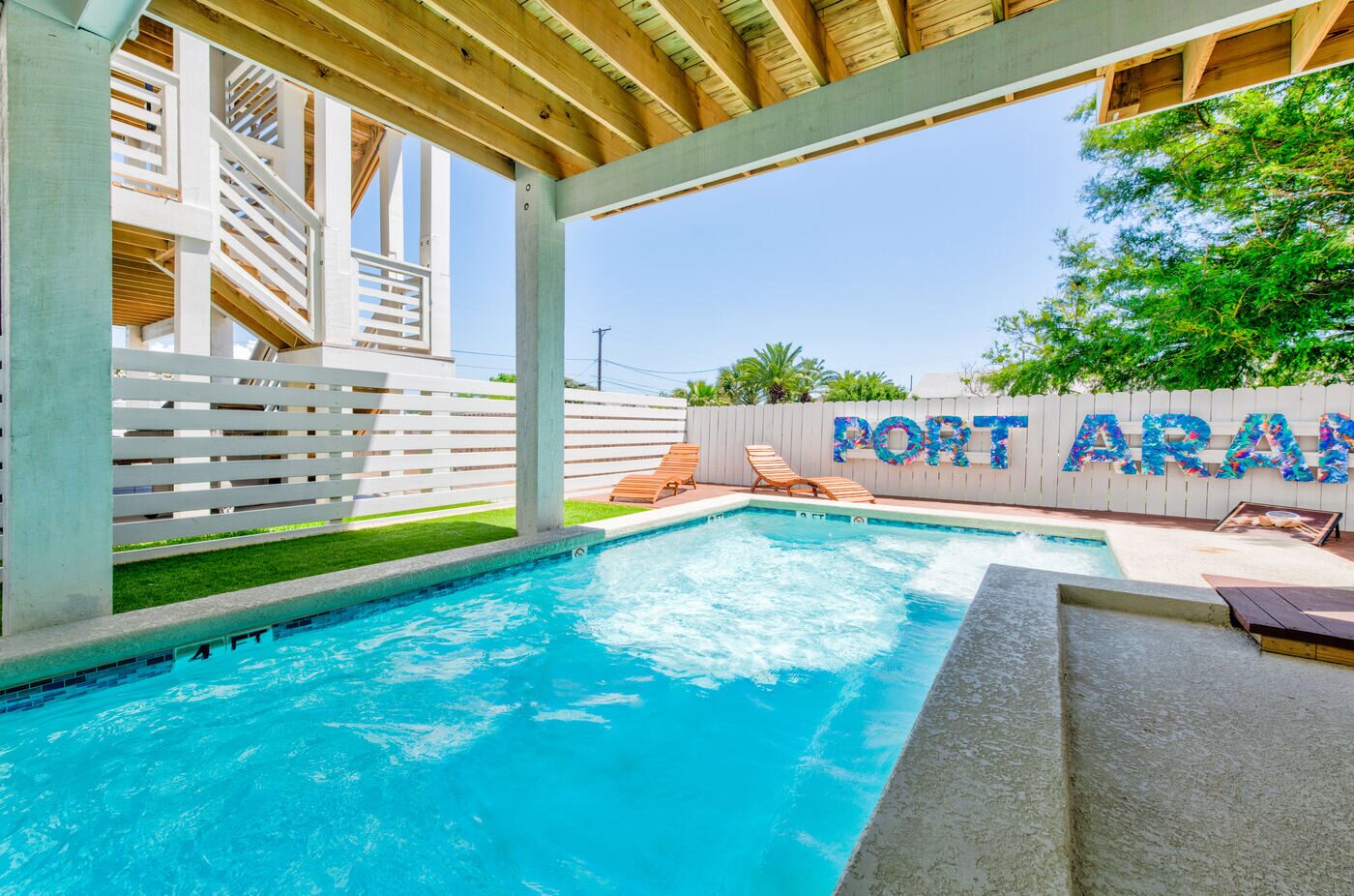 Private pool with PORT ARANSAS letters