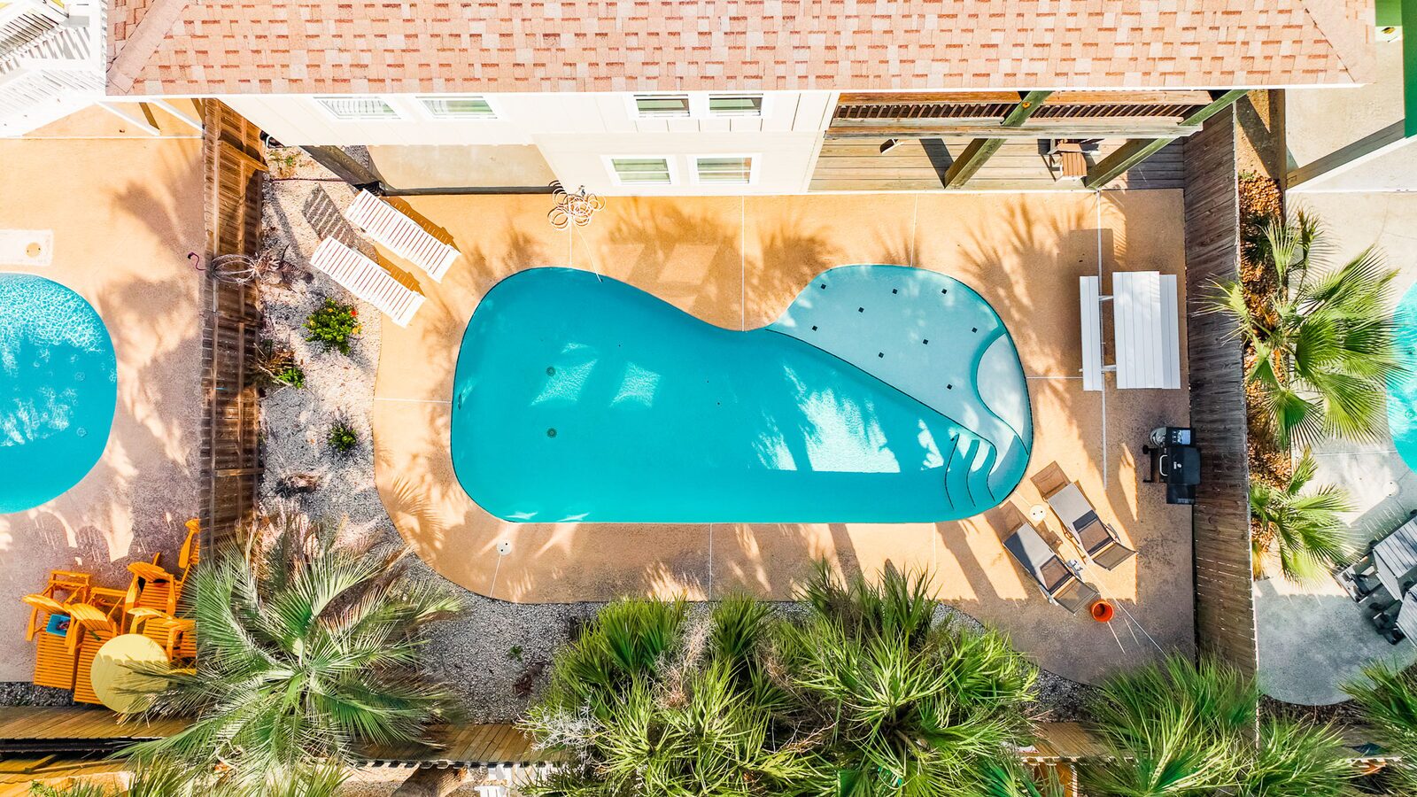 Aerial view of the private pool at Pierce's Paradise