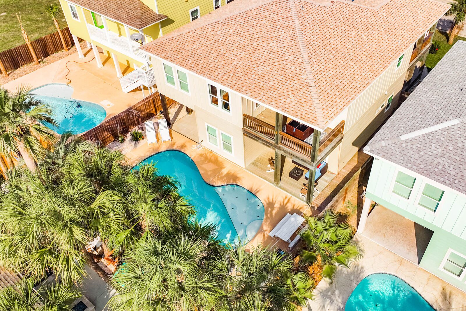 Aerial pool and house
