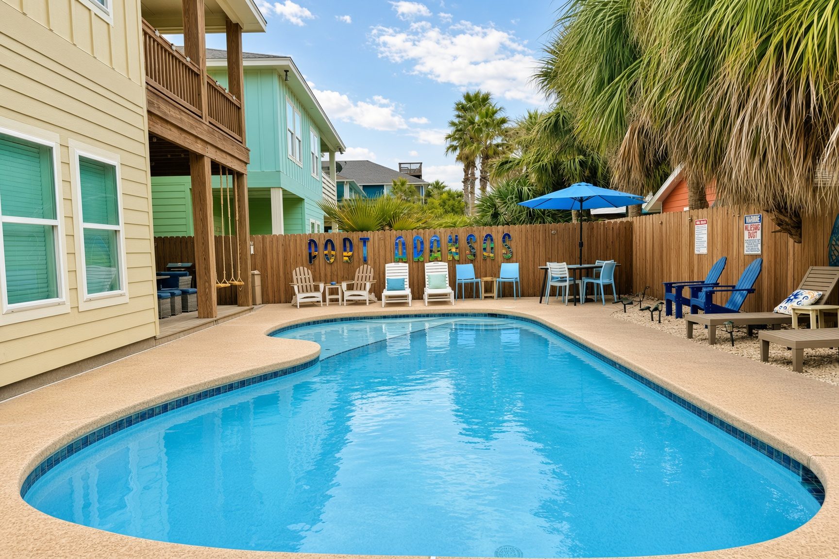 Private pool at a Port Aransas summer vacation rental