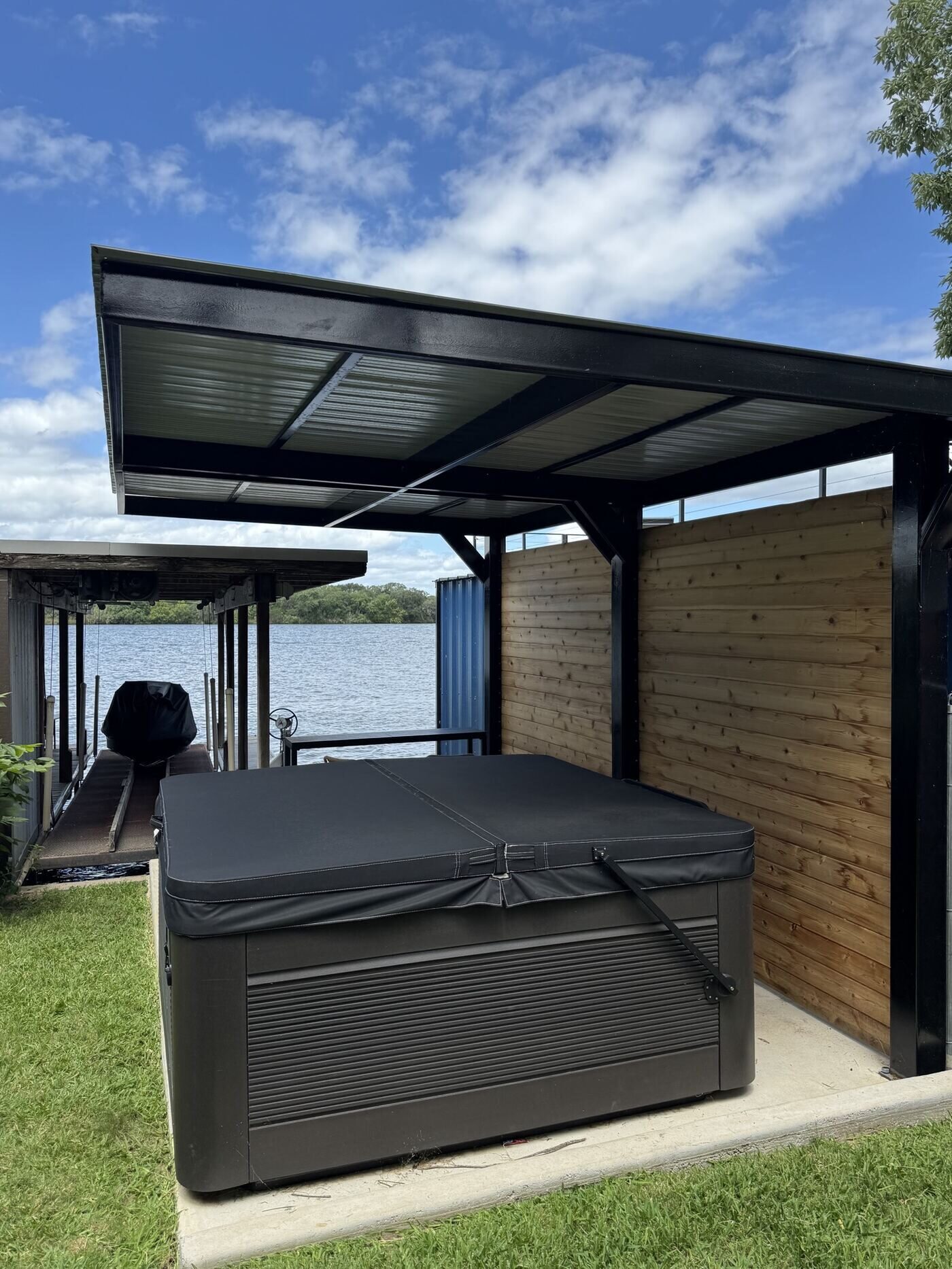 New private spa under covered patio